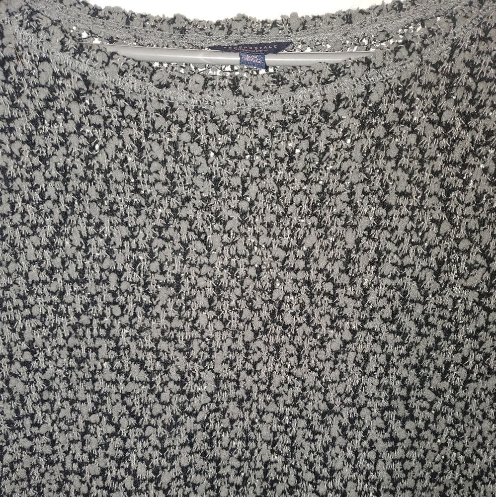 Aeropostale Black and Gray Textured Scoop Neck Sweater - Picture 6 of 10